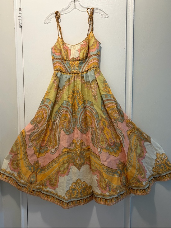 Zimmermann Dresses & Skirts - Zimmermann Cotton Paisley Tie-Shoulder Sundress in Pink, Yellow & Light Blue